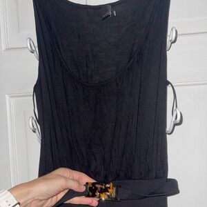 Fendi Black Sheath Midi Dress Scoop Neck sz 2. Tiny not noticeable pin mark.